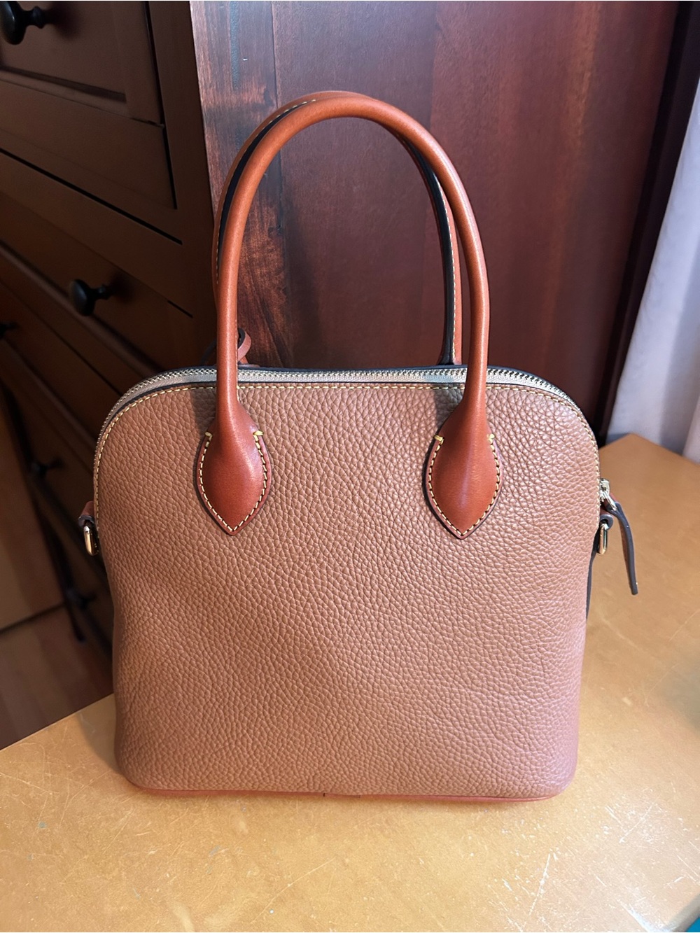 Dooney & Bourke Domed Satchel in Pebbled Leather - Picture 2 of 14